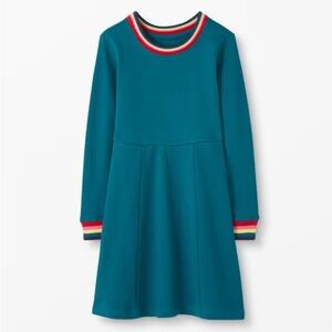 Hannah Andersson Rainbow Knit Dress In French Terry | Trek Teal | Size 5 /110 cm